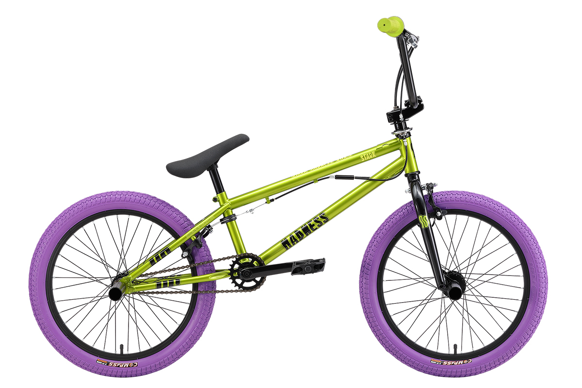 Купить под заказ велосипед stark'24 madness bmx 3 зеленый металлик/черный, зеленый/фиолетовый
